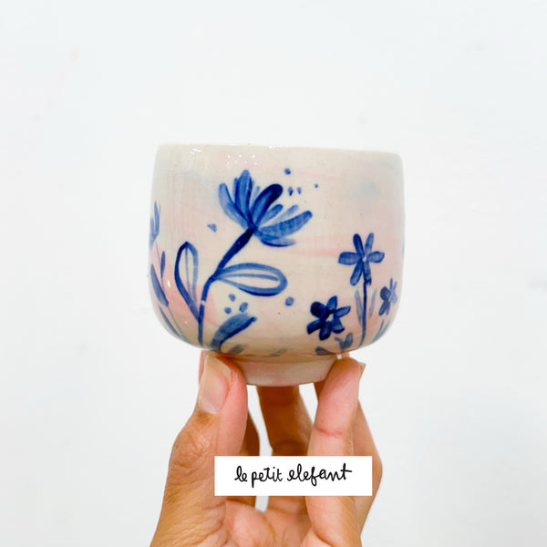 Pink and Blue Florals Ceramic Cup/Bowl