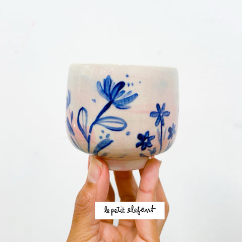 Pink and Blue Florals Ceramic Cup/Bowl