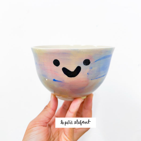 Happy Ceramic Bowl - Pink and Blue