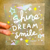 Shine Dream Smile BTS Suncatcher Rainbow Decal Sticker