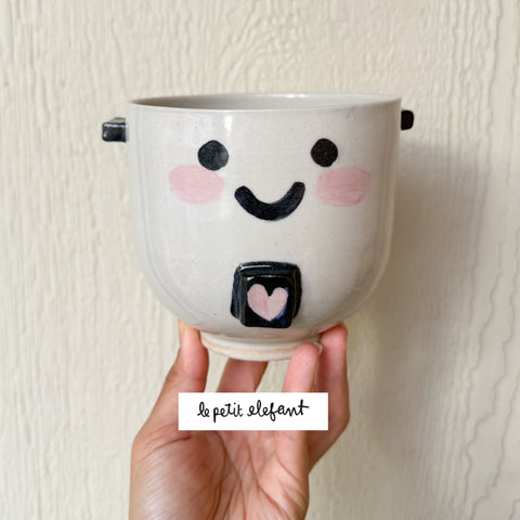 Large Heart Button Rice Cooker Ceramic Planter 3