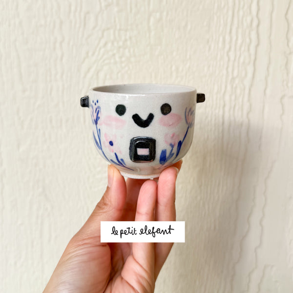 Blue and Pink Flowers Rice Cooker Ceramic