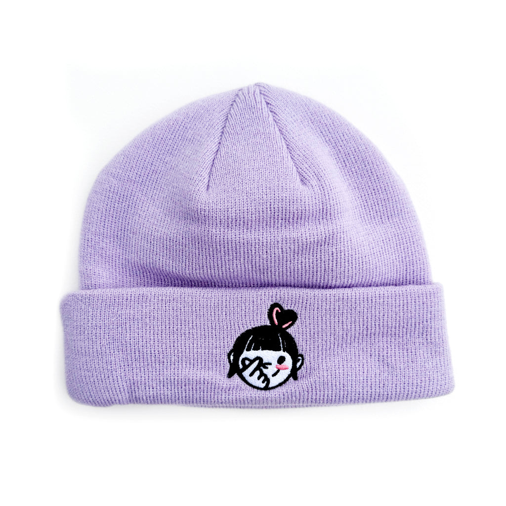 Finger Heart Girl Embroidered Beanie