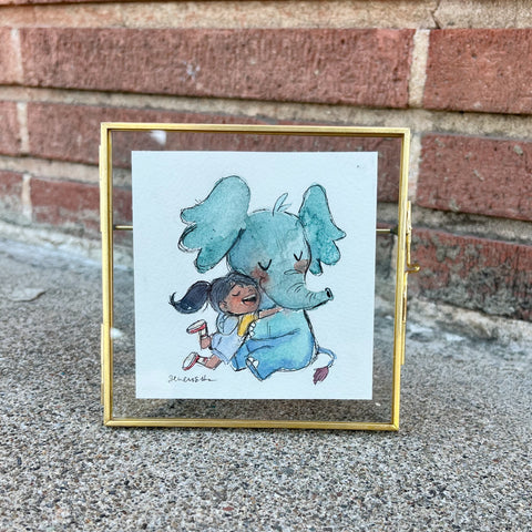 Elephant Hug Framed Original Painting