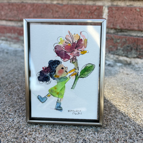 Flower Girl Framed Original Painting