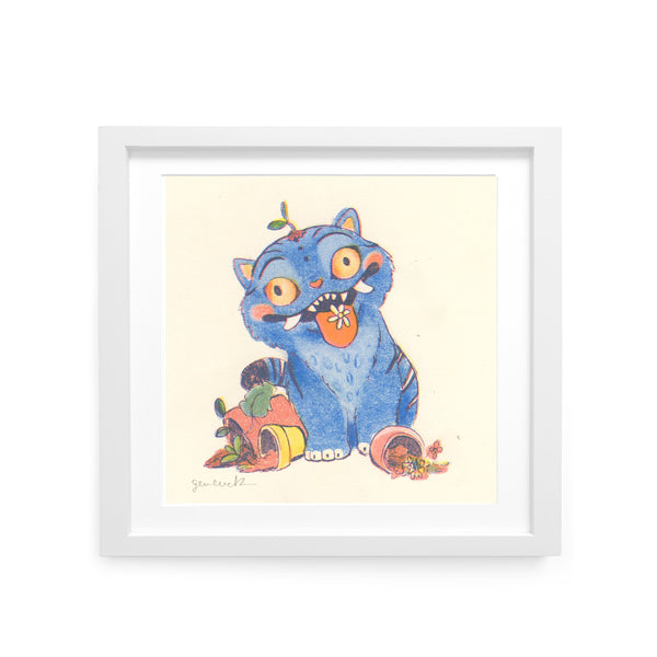 Derpy Tiger Riso Art Print