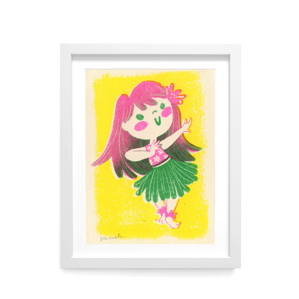 Hula Girl Riso Art Print