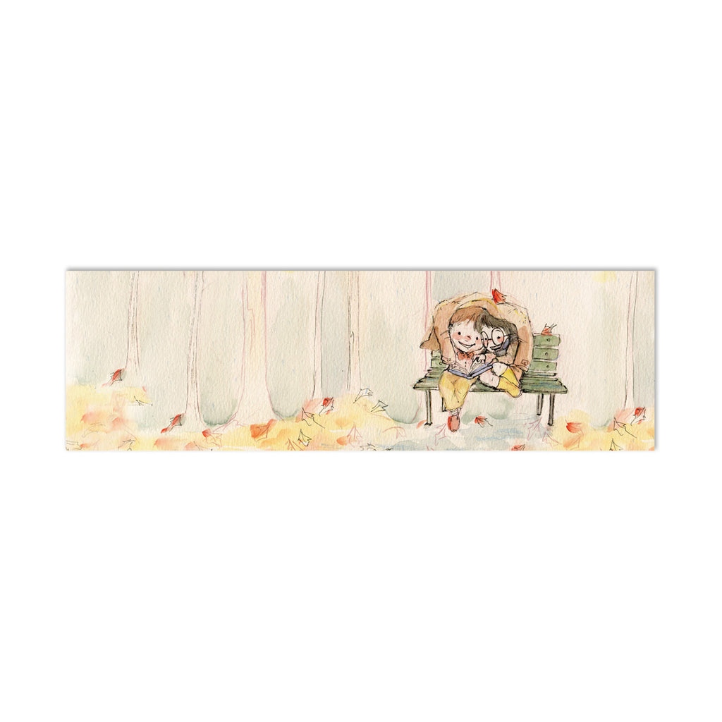 Reading in Autumn Canvas Bookmark