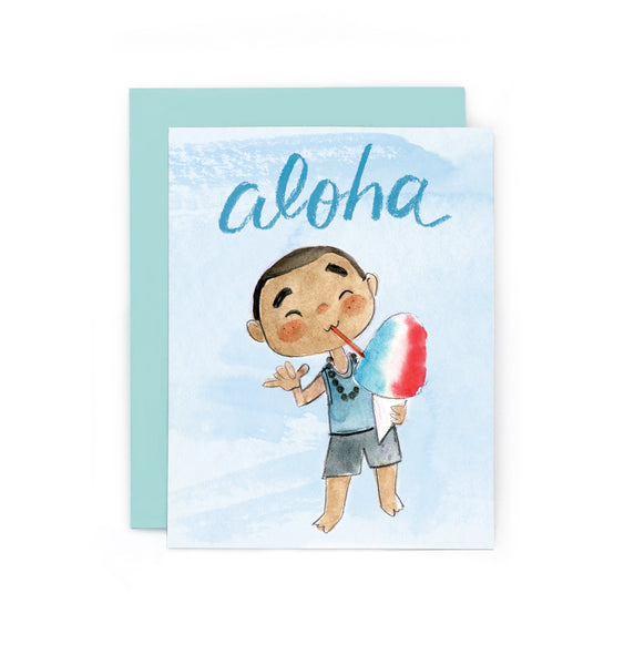 Aloha Shaved Ice Boy Card