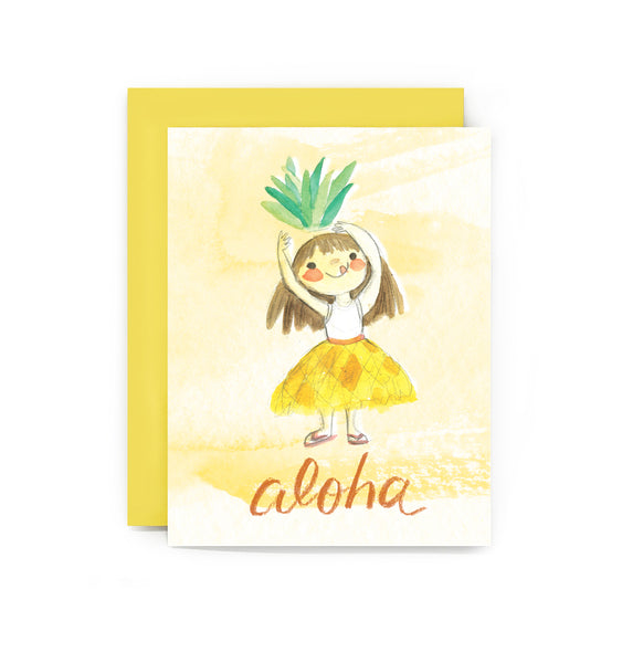 Aloha Pineapple Girl Card