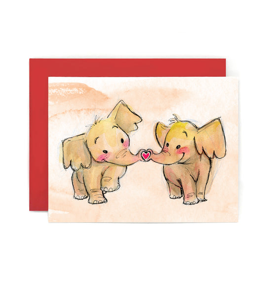 Kissing Elephants Greeting Card