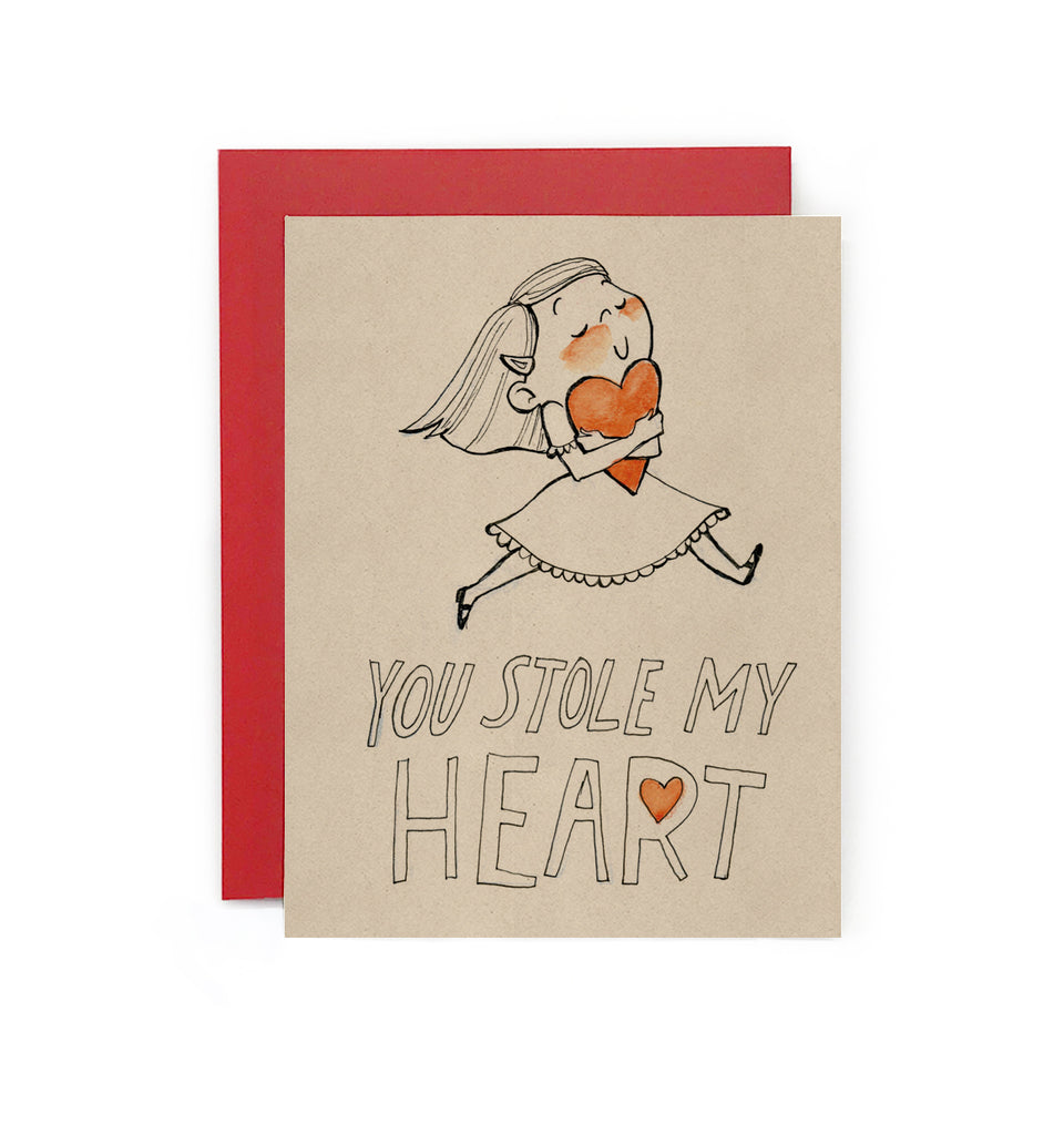 You Stole My Heart Girl Greeting Card