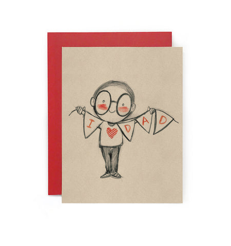 I Love Dad (Boy) Bunting Greeting Card