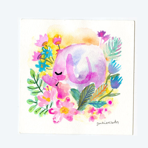 Floral Elephant Original Art