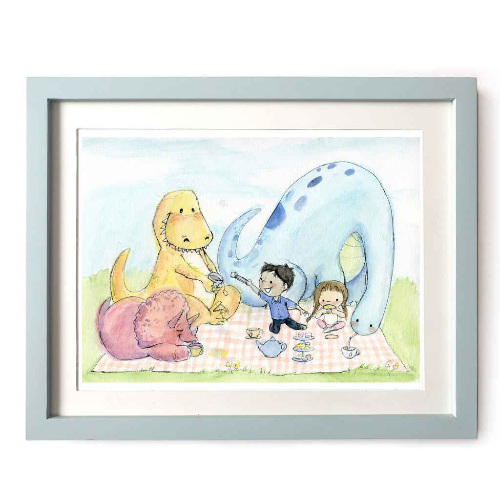 Dinosaur Tea Party Art Print
