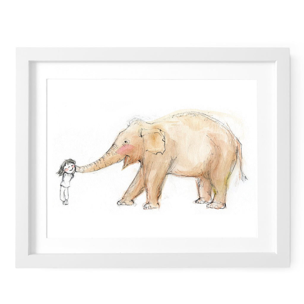 Elephant Kiss Art Print