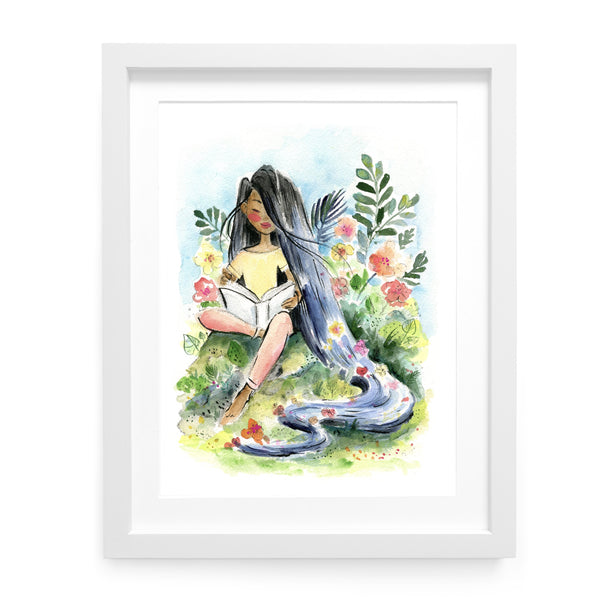 Reading in the Garden Art Print