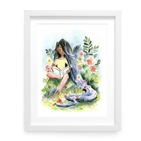 Reading in the Garden Art Print