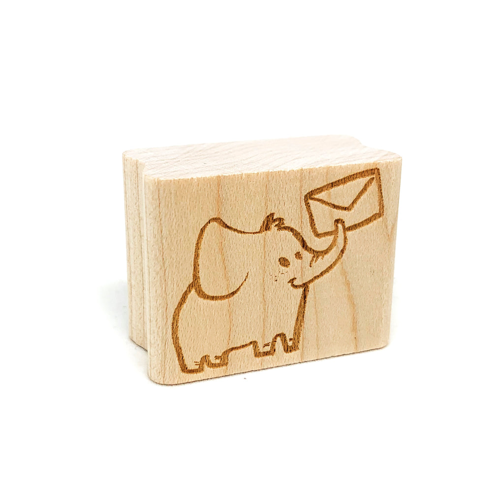 Elephant & Letter Rubber Stamp