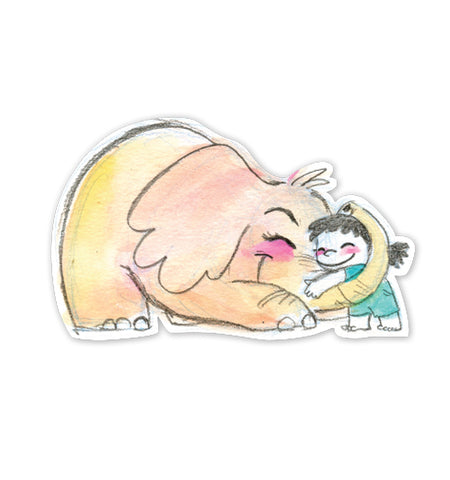 Elephant Hug Vinyl Sticker