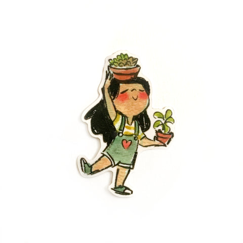 Succulent Girl Vinyl Sticker