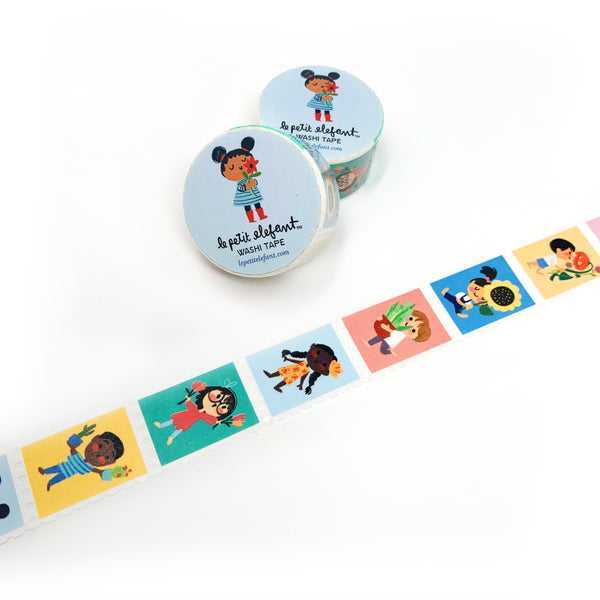 Kids and Flowers Stamp Washi Tape