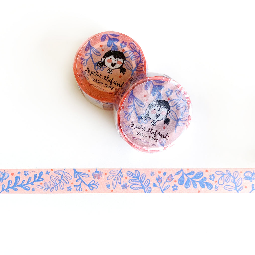 Blue and Pink Floral Washi Tape